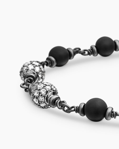 Mens Spiritual Beads Bracelet in Sterling Silver, 6mm