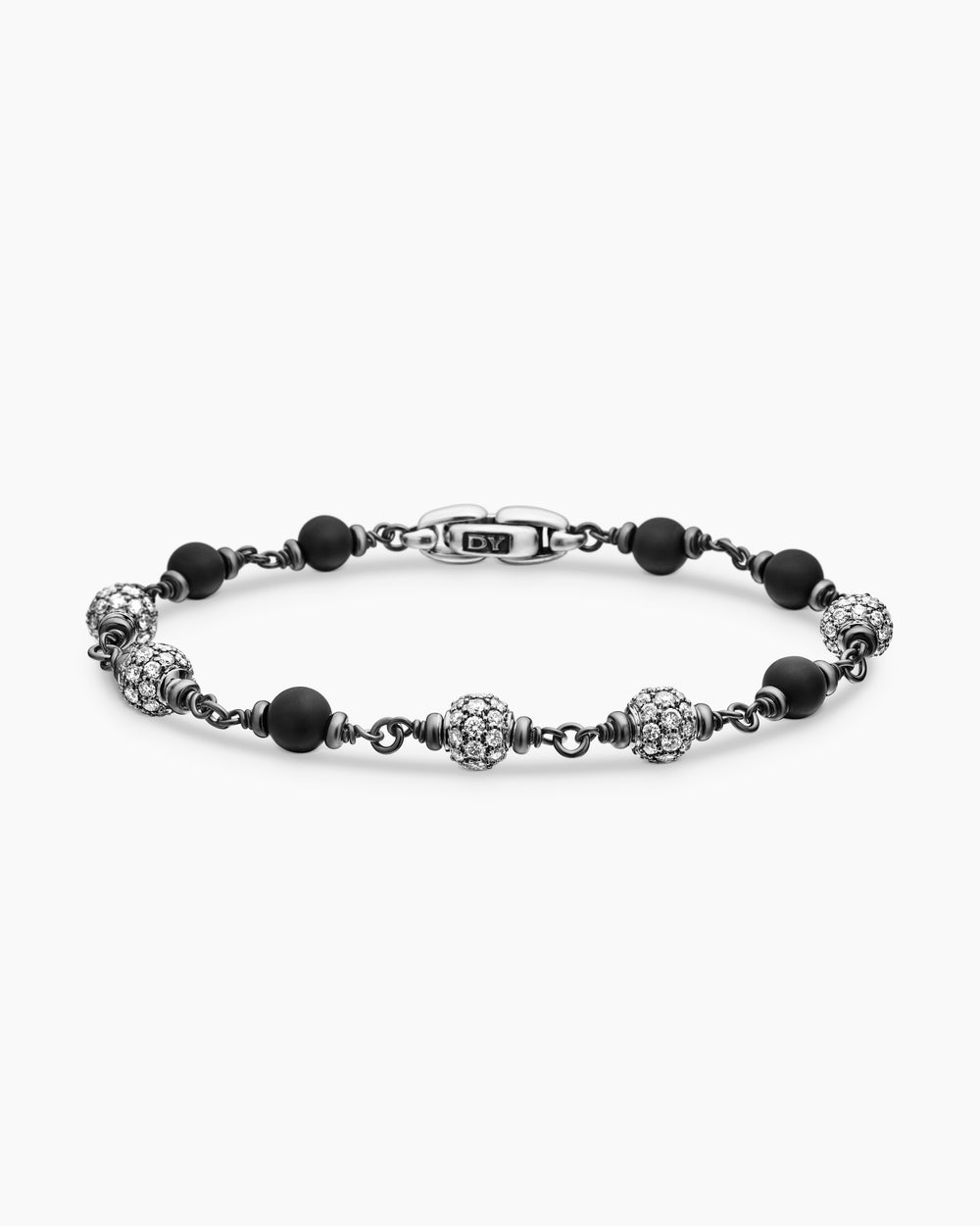 Mens Spiritual Beads Bracelet in Sterling Silver, 6mm