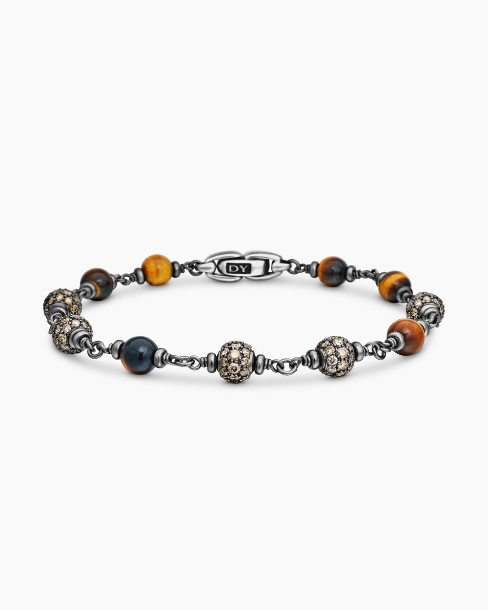 Mens Spiritual Beads Bracelet in Sterling Silver, 6mm