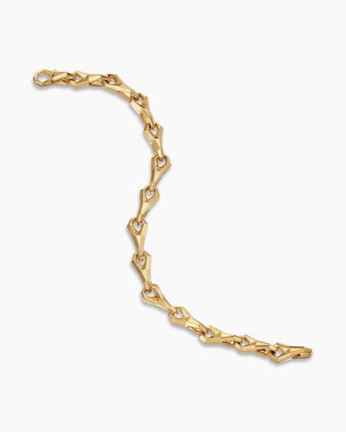 Mens Faceted Link Bracelet in 18K Yellow Gold, 9mm