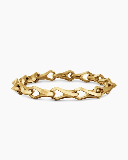Mens Faceted Link Bracelet in 18K Yellow Gold, 9mm