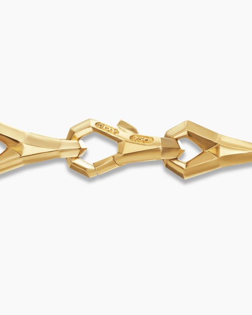 Mens Faceted Link Bracelet in 18K Yellow Gold, 9mm