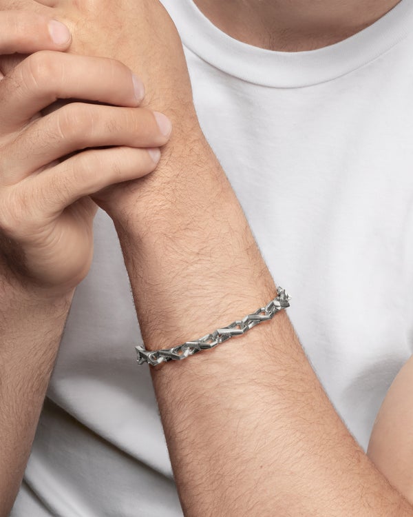 Faceted Link Bracelet in Sterling Silver, 9mm