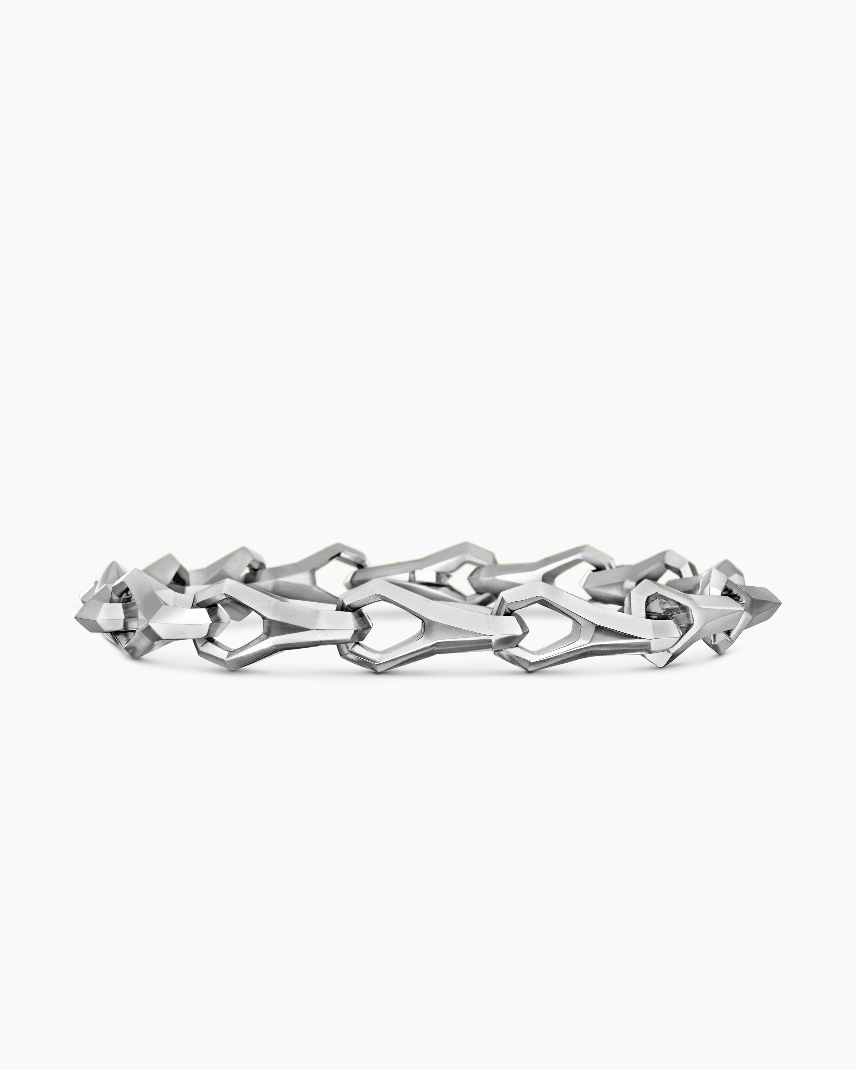 Faceted Link Bracelet Sterling Silver, 9mm
