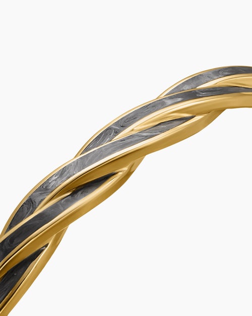 Mens DY Helios™ Cuff Bracelet in 18K Yellow Gold with Forged Carbon, 9mm