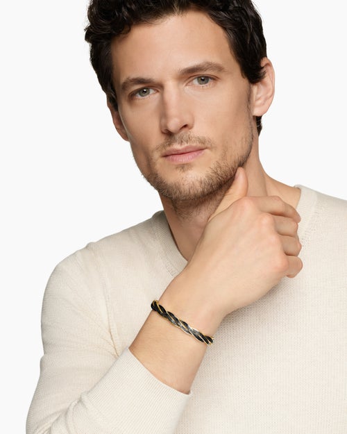 Mens DY Helios Cuff Bracelet in 18K Yellow Gold, 9mm