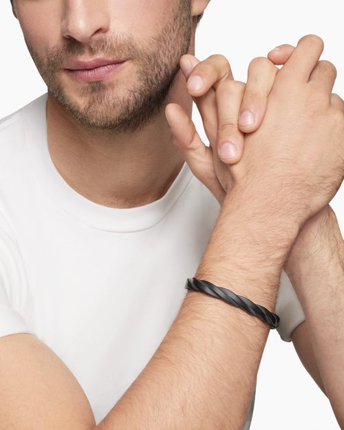 Mens DY Helios Cuff Bracelet in Black Titanium, 9mm