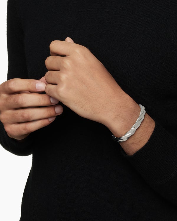 Bracelet manchette DY Helios en argent massif, 9 mm