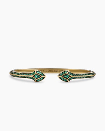Armory® Gothic Cuff Bracelet in 18K Yellow Gold with Emeralds, 10.3mm