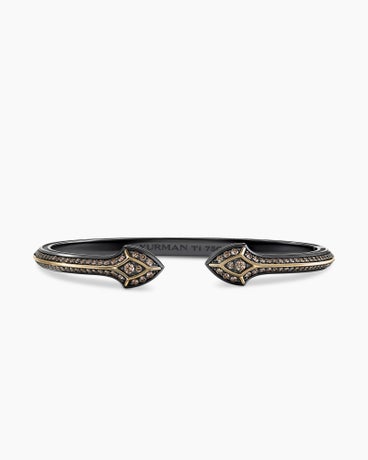 Armoury® Gothic Cuff Bracelet in Black Titanium with 18K Yellow Gold and Cognac Diamonds, 10.3mm