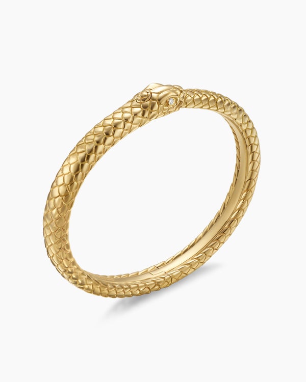 Ouroboros Bracelet in 18K Yellow Gold with Diamonds, 8mm