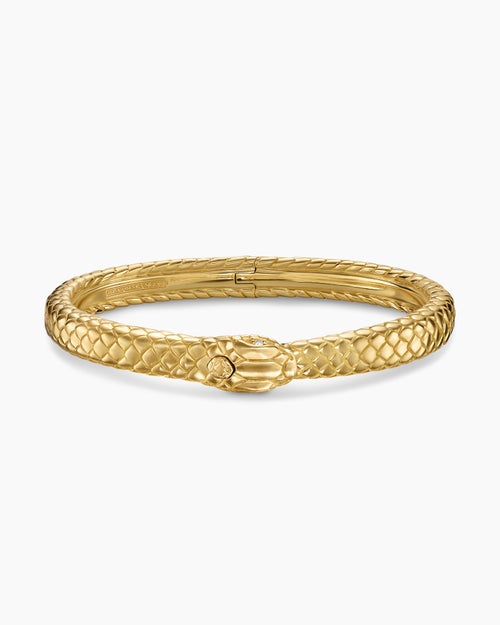 Mens Ouroboros Bracelet in 18K Yellow Gold with Diamonds, 8mm