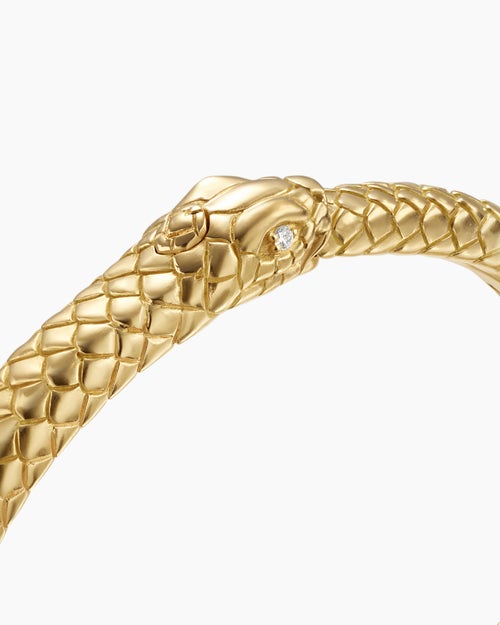 Mens Ouroboros Bracelet in 18K Yellow Gold with Diamonds, 8mm