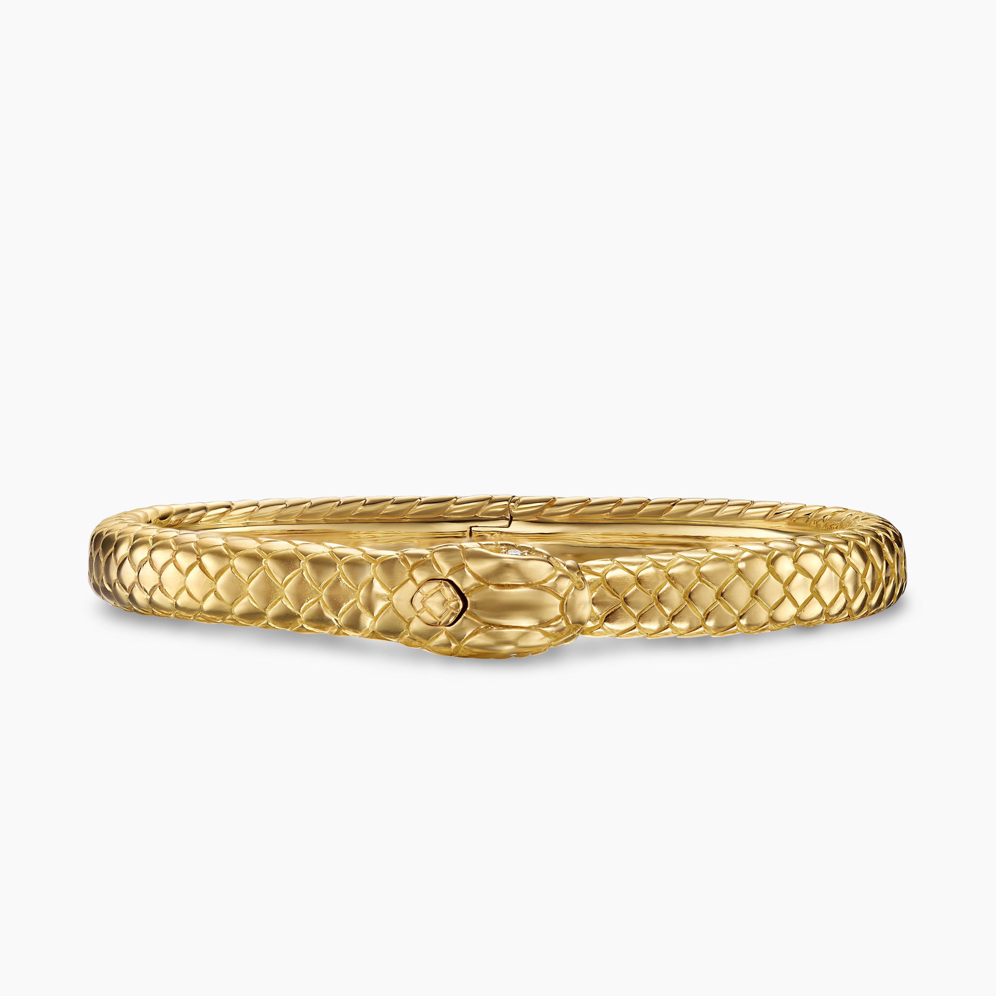 Mens Ouroboros Bracelet in 18K Yellow Gold with Diamonds, 8mm