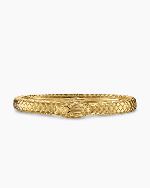 Mens Ouroboros Bracelet in 18K Yellow Gold with Diamonds, 8mm