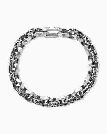 Torqued Faceted Link Bracelet in Sterling Silver with Black Diamonds, 11.6mm