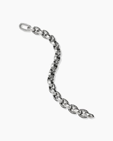 Torqued Faceted Link Bracelet in Sterling Silver with Black Diamonds, 11.6mm