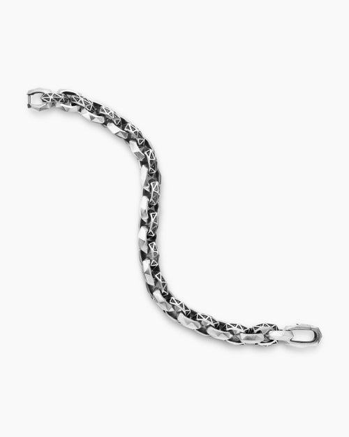 Mens Torqued Faceted Link Bracelet in Sterling Silver, 11.6mm
