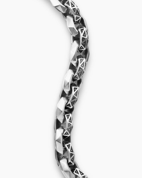 Mens Torqued Faceted Link Bracelet in Sterling Silver, 11.6mm