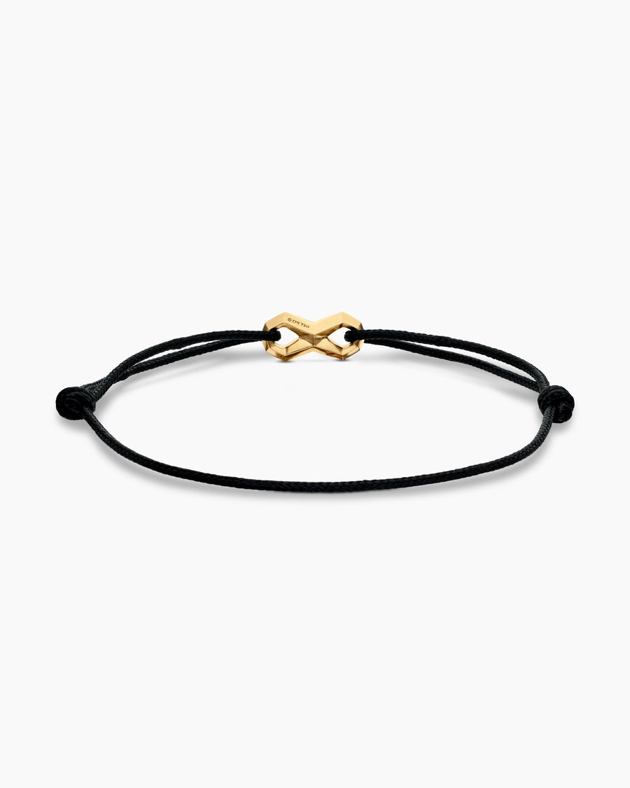 Mens Infinity Link Cord Bracelet with 18K Yellow Gold, 9mm