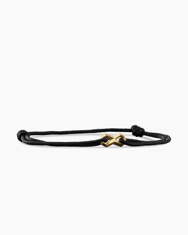 Infinity Link Cord Bracelet in Black Nylon with 18K Yellow Gold, 9mm