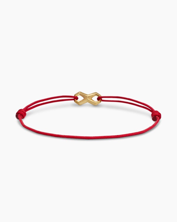 Bracelet à maillons en cordon Infinity en nylon rouge avec or jaune 18 carats, 9 mm