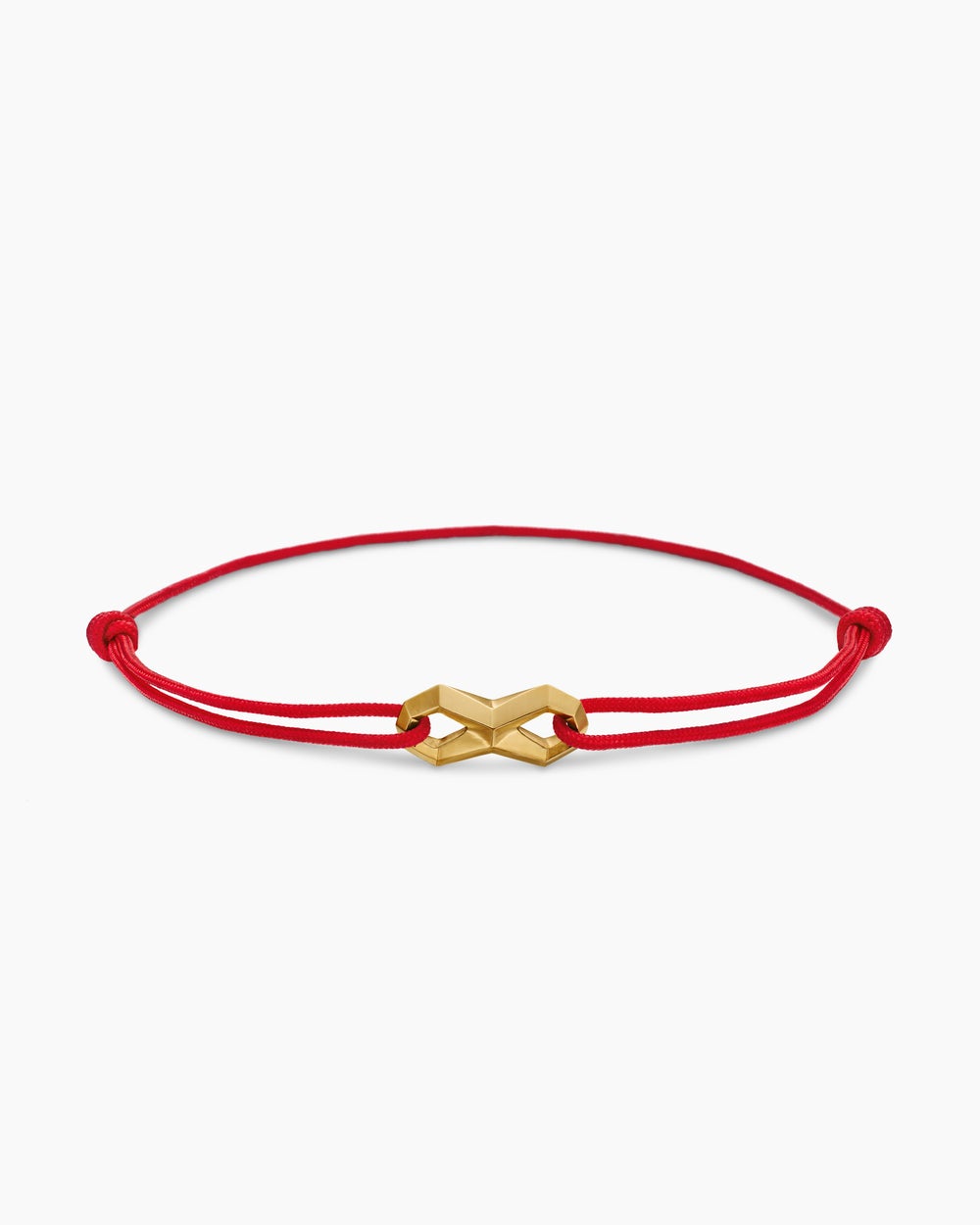 Mens Infinity Link Cord Bracelet in Red Nylon with 18K Yellow Gold, 9mm