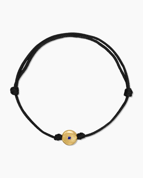 Mens Evil Eye Cord Bracelet with 18K Yellow Gold, 7.7mm