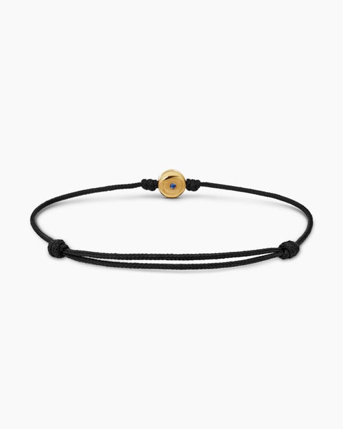 Mens Evil Eye Cord Bracelet with 18K Yellow Gold, 7.7mm