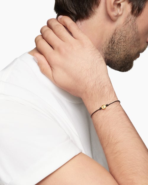 Mens Evil Eye Cord Bracelet with 18K Yellow Gold, 7.7mm
