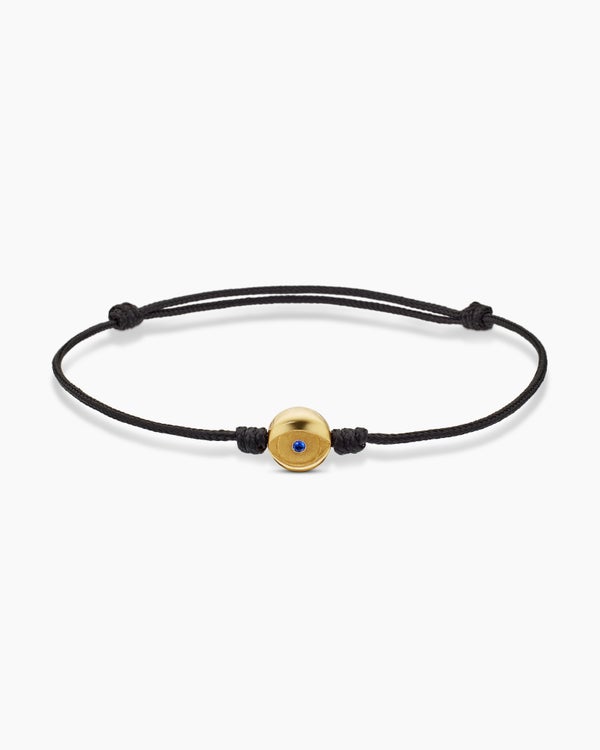 Bracelet en cordon mauvais œil avec or jaune 18 carats, 9 mm