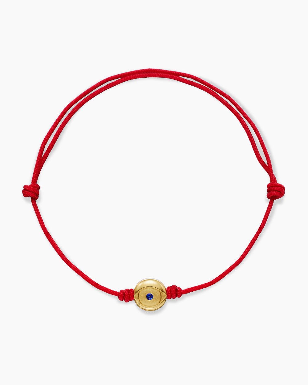 Mens Evil Eye Cord Bracelet with 18K Yellow Gold, 7.7mm