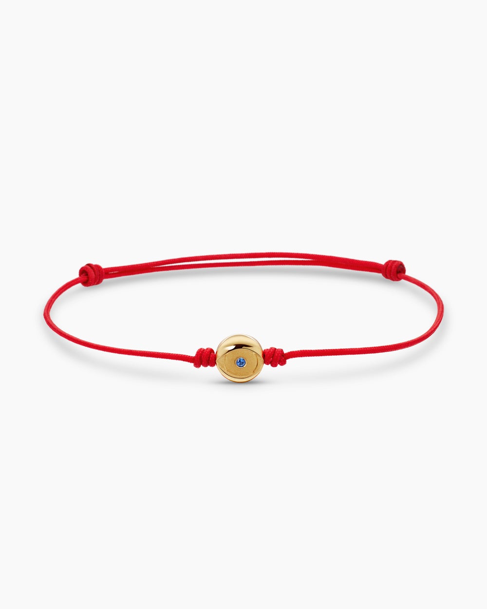 Mens Evil Eye Cord Bracelet with 18K Yellow Gold, 7.7mm