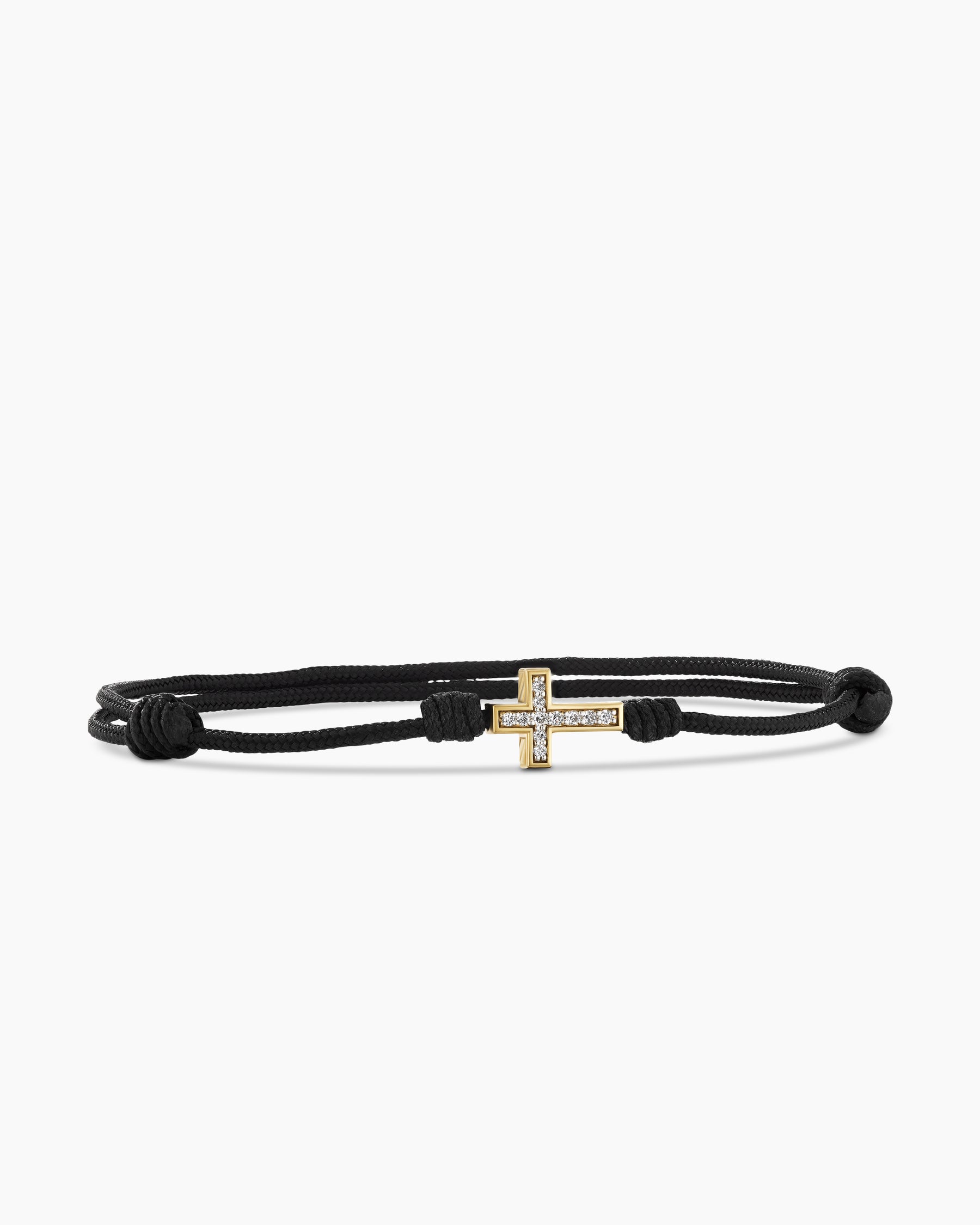 Cross Cord Bracelet with 18K Yellow Gold, 9mm