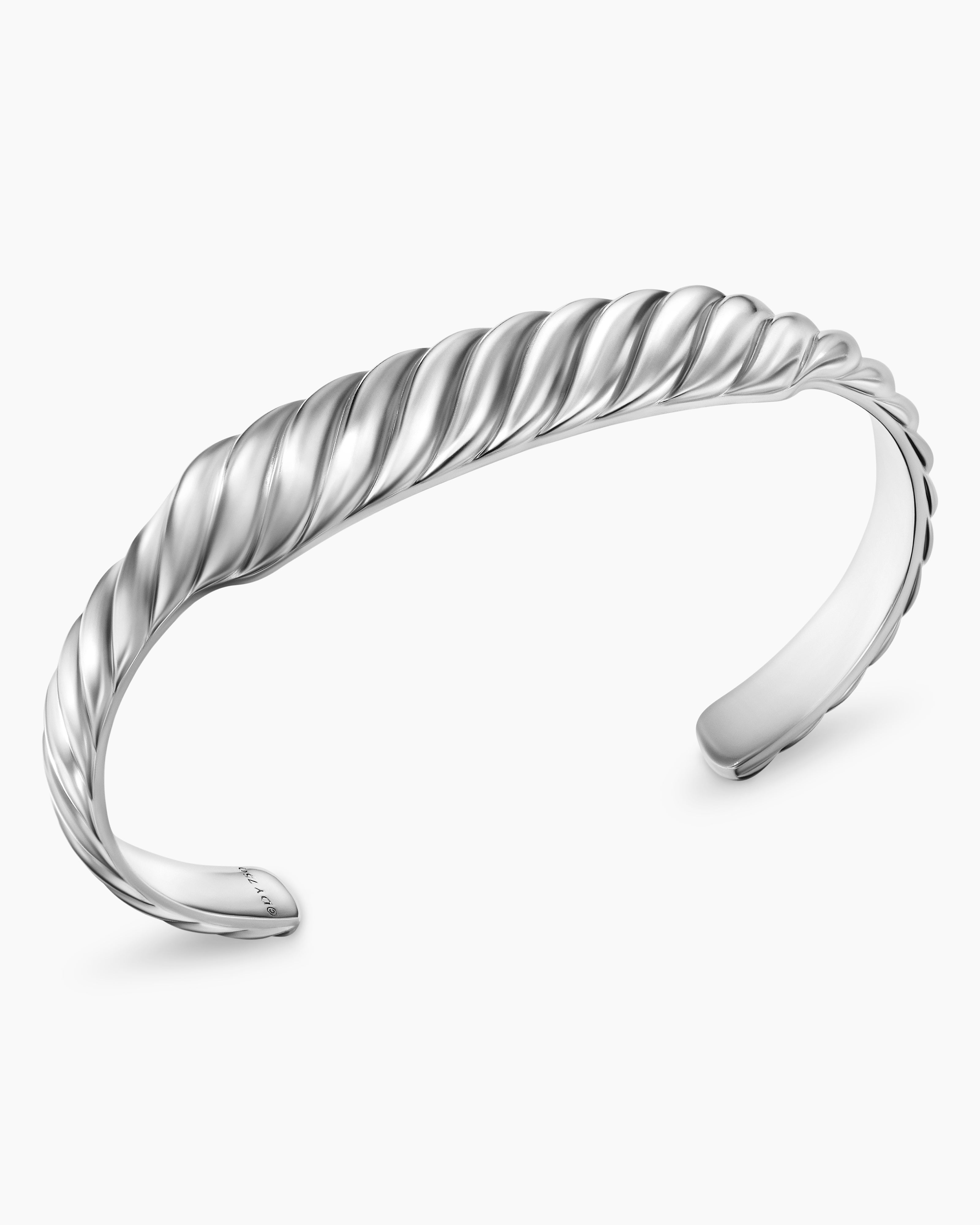 Cable Cuff Bracelet in Sterling Silver, 6mm