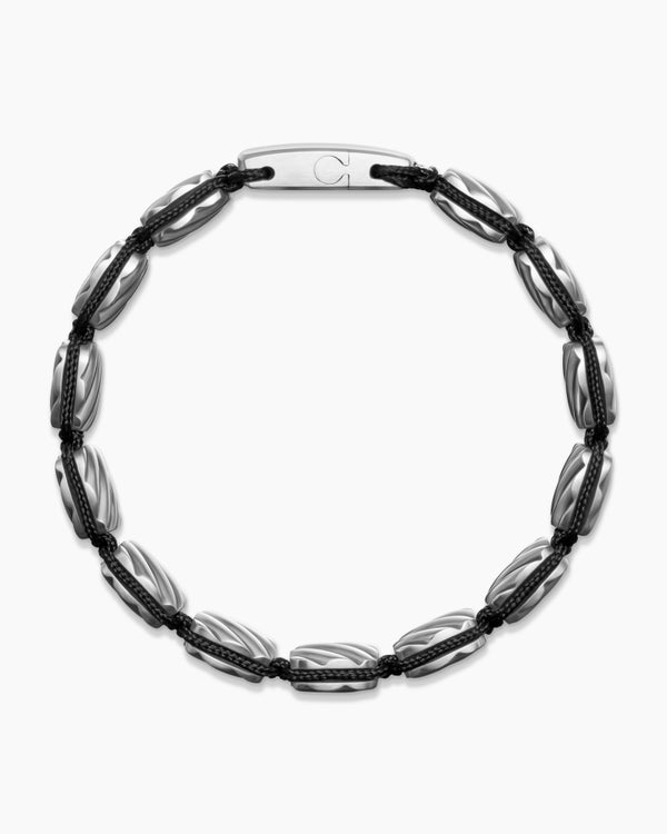 Sculpted Cable Woven Tile Bracelet in Sterling Silver, 8.5mm
