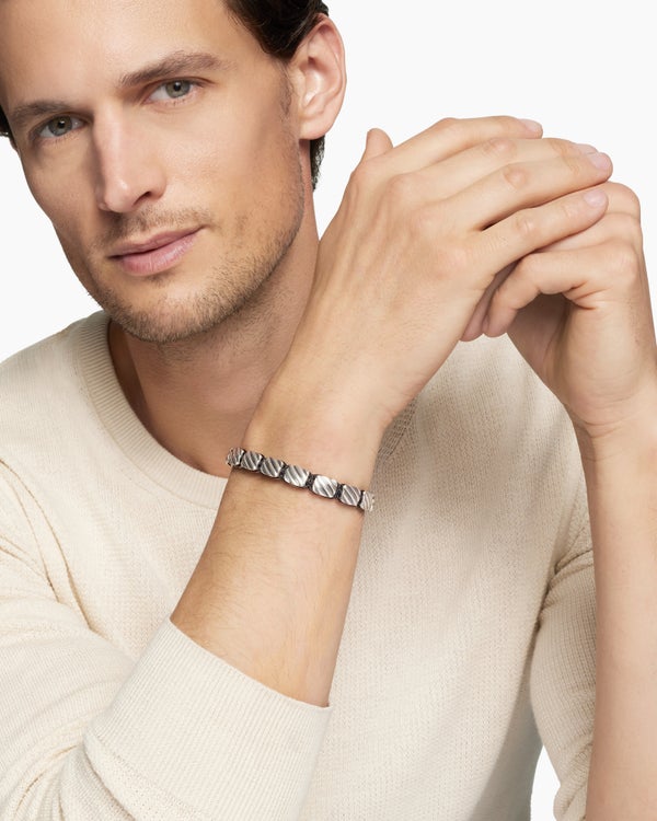 Sculpted Cable Woven Tile Bracelet in Sterling Silver, 8.5mm