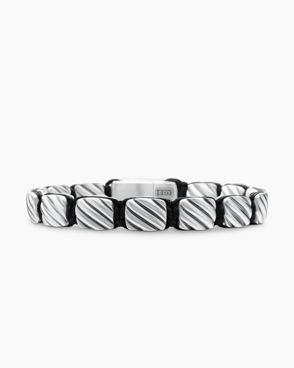 Sculpted Cable Woven Tile Bracelet in Sterling Silver, 8.5mm