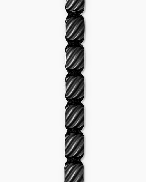 Mens Sculpted Cable Woven Tile Bracelet in Black Titanium with Sterling Silver, 8.5mm