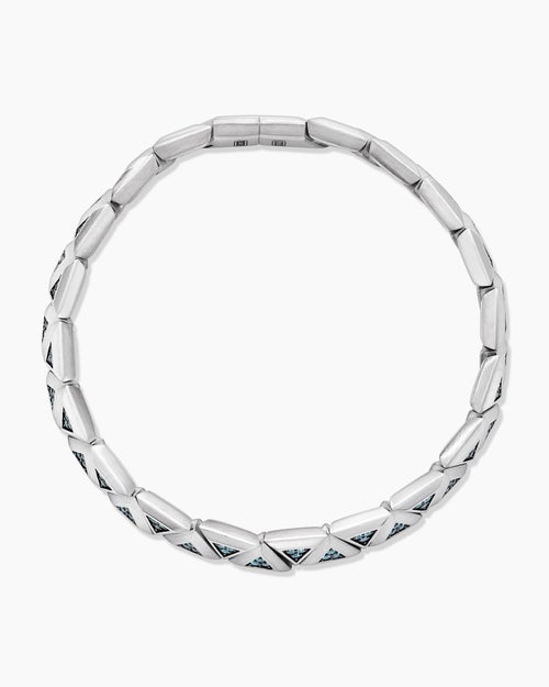 Mens Faceted Link Triangle Bracelet in 18K White Gold, 7.5mm