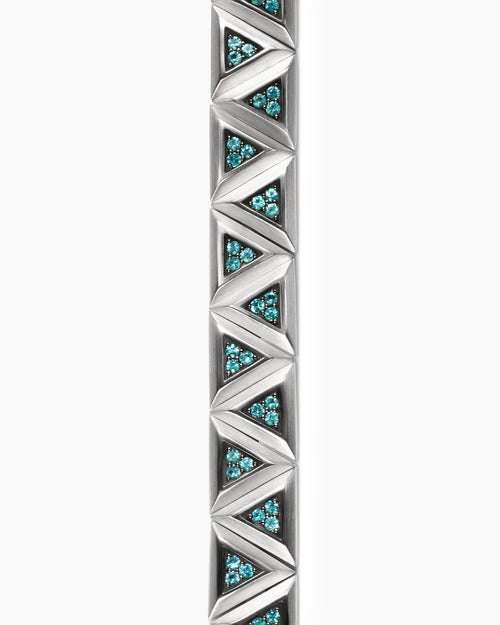 Mens Faceted Link Triangle Bracelet in 18K White Gold, 7.5mm