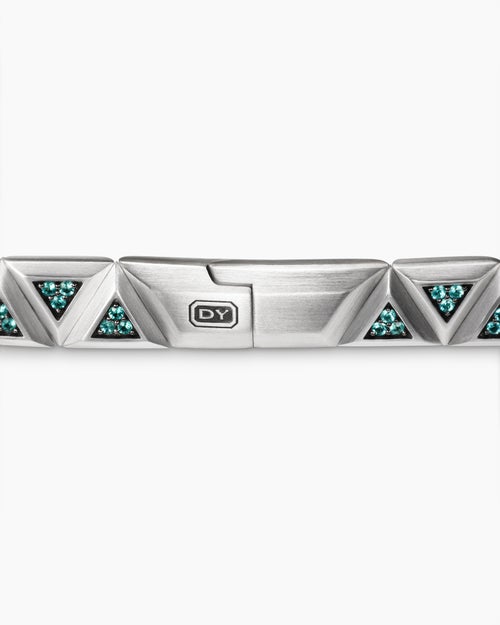 Mens Faceted Link Triangle Bracelet in 18K White Gold, 7.5mm