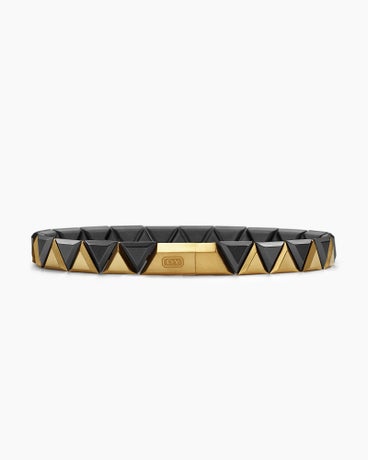 Faceted Link Triangle Bracelet in Black Titanium with 18K Yellow Gold