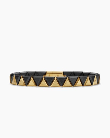 Faceted Link Triangle Bracelet in Black Titanium with 18K Yellow Gold, 7.5mm
