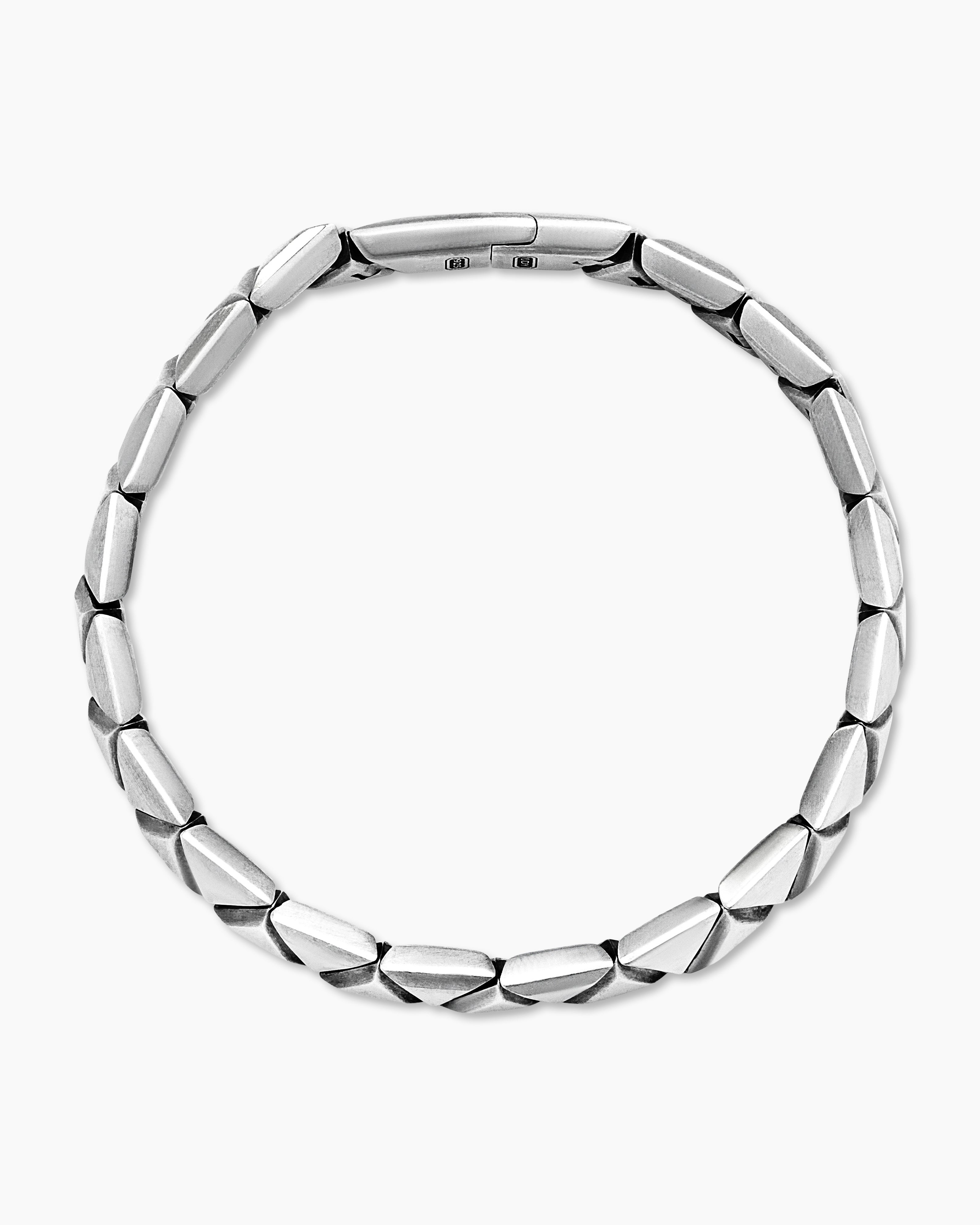 Faceted Link Triangle Bracelet in Sterling Silver, 7.5mm