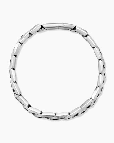 Faceted Link Triangle Bracelet in Sterling Silver with Black Diamonds, 7.5mm