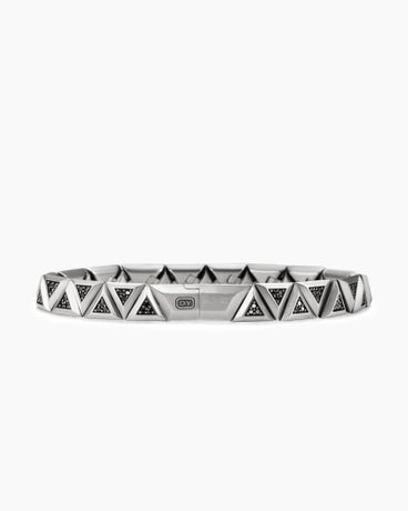 Faceted Link Triangle Bracelet in Sterling Silver with Black Diamonds