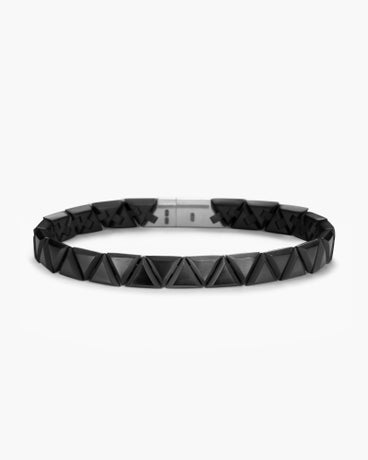 Faceted Link Triangle Bracelet in Black Titanium with Sterling Silver