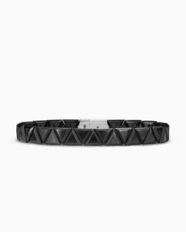 Faceted Link Triangle Bracelet in Black Titanium with Sterling Silver, 7.5mm