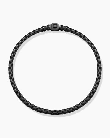 Three Row Box Chain Bracelet with Stainless Steel and Black Titanium, 13.5mm